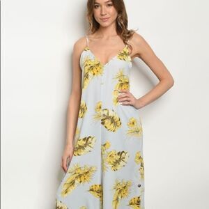 Mad For Love Blue with leaves Jumpsuit New